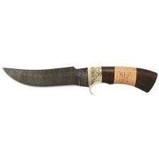 Нож нескладной дамасская сталь ПИРАНЬЯ (2353)д