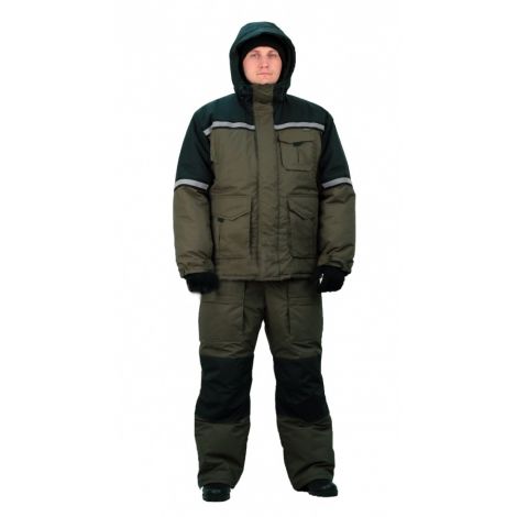 Костюм мужской "Полюс" (Термофайбер) зимний хаки с черным