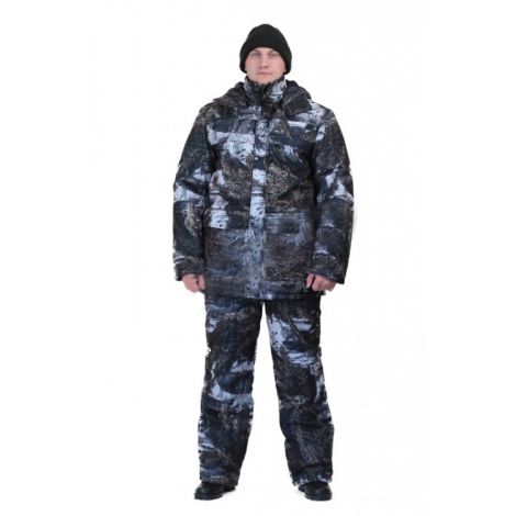 Костюм мужской "Вепрь" зимний кмф алова "Серый мох" подкладка флис 180г