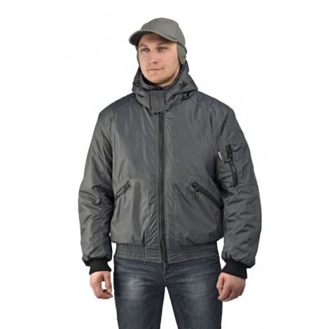 Куртка мужская "Бомбер" демисезонная тк.Джордан серая (с капюшоном)