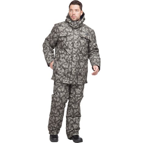 Костюм мужской "Коргон" зимний, съёмный жилет, тк. 83% пэ,17% нейлон, цв, кмф олива (камни). "Sobol"