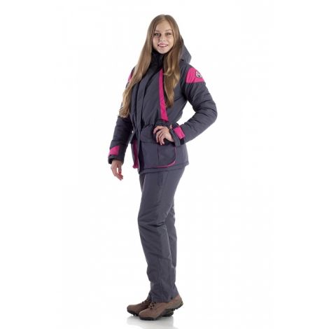 Костюм женский "Касатка" зимний. тк. мембрана (Добби), тефлоновое покрытие, цв.серый/малиновый