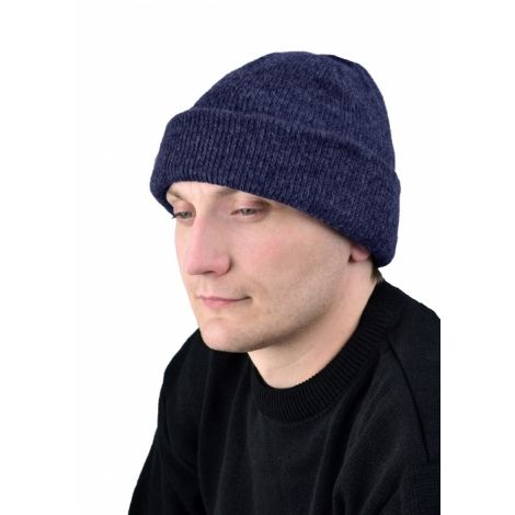 Шапка трикотажная т-синяя, двойная вязка, 6 класс