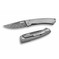 Нож LionSteel серии TiSpine Damascus лезвие 85 мм дамаск, рукоять - титан, цвет серебристый