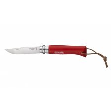 Нож Opinel серии Tradition Colored №08, клинок 8,5см., нерж. сталь, рукоять - граб, цвет - красный, темляк