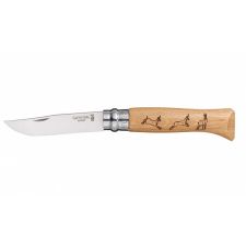 Нож Opinel серии Tradition Animalia №08, клинок 8,5см., нержавеющая сталь, рисунок - серна, рукоять - дуб