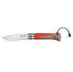 Нож Opinel серии Specialists Outdoor №08, клинок 8,5см., нерж.сталь, пластик, свисток+темляк, красный/серый