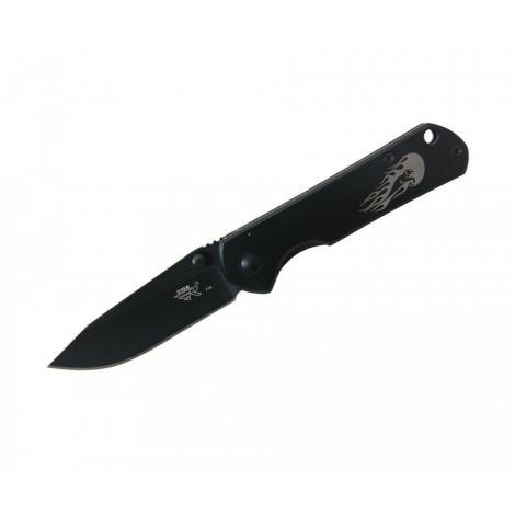 Нож Sanrenmu серии Outdoor, лезвие 71 мм чёрное, металлическая рукоять чёрная, рисунок цветы