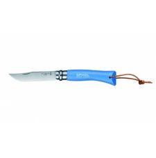 Нож Opinel серии Tradition Colored №07, клинок 8см., нерж. сталь, рукоять - граб, цвет - голубой, темляк