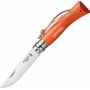 Нож Opinel серии Tradition Colored №07, клинок 8см., нерж. сталь, рукоять - граб, цвет - оранжевый, темляк