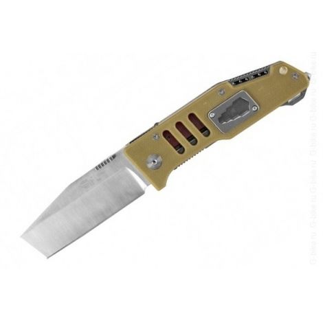 Нож Sanrenmu, лезвие 86 мм, рукоять бежевая, с отвёрткой и открывашкой