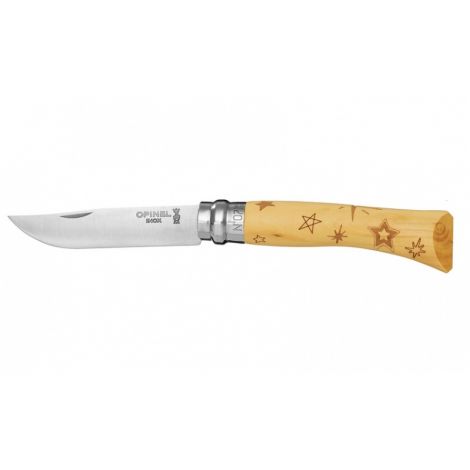 Нож Opinel серии Tradition Nature №07, клинок 8см., нержавеющая сталь, рисунок - звезды, рукоять - самшит