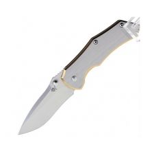 Нож Sanrenmu серии EDC, лезвие 68мм, рукоять - металл, клипса на ремень, цвет - сталь