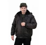 Куртка мужская на поясе "Охрана" зимняя черная (с капюшоном)