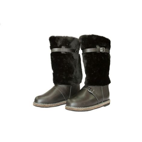 Унты меховые, юфть КРС, войлок (чёрные)
